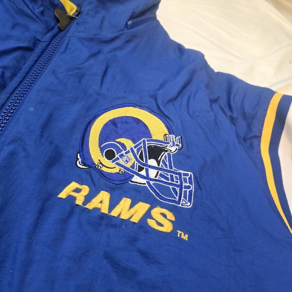 Vintage 90s Pro Player Rams NFL Jacket Big Logo | LA / St. Louis Helmet Embroide - Picture 2 of 8